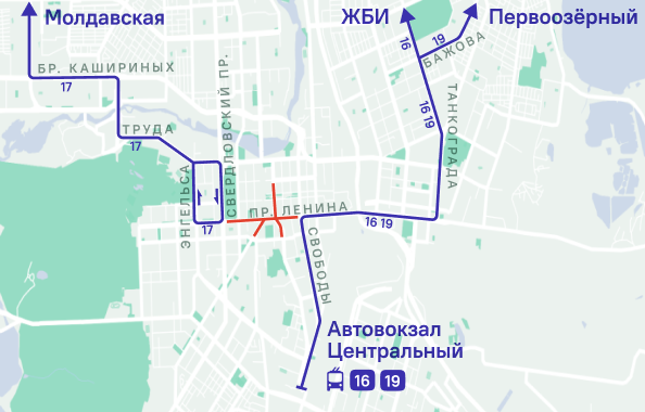 Маршруты общественного транспорта изменятся в Челябинске в День Победы